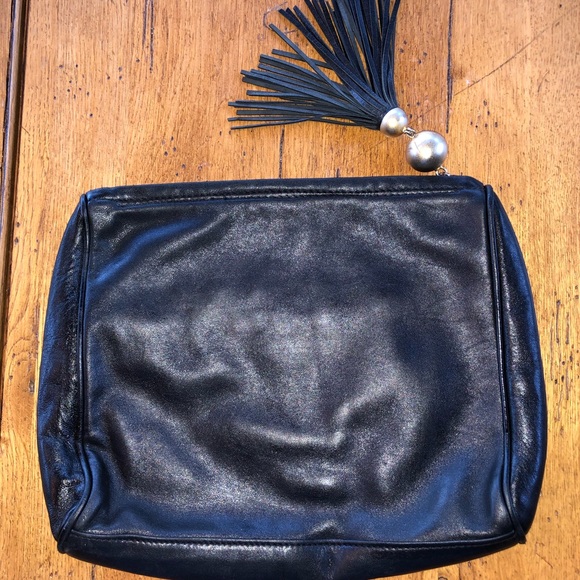 Vintage Black Leather Genny Clutch - Picture 2 of 4